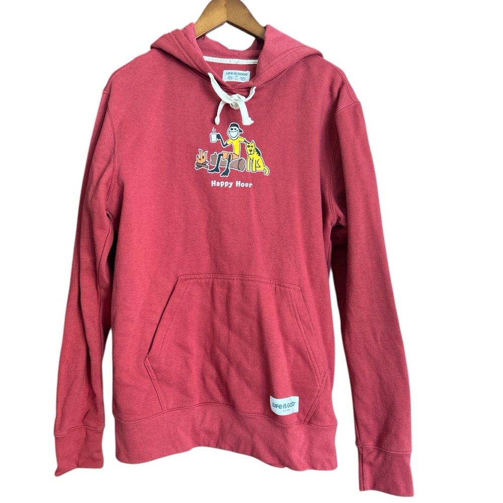 Life Is Good Mens Campfire Happy Hour Red Hoodie